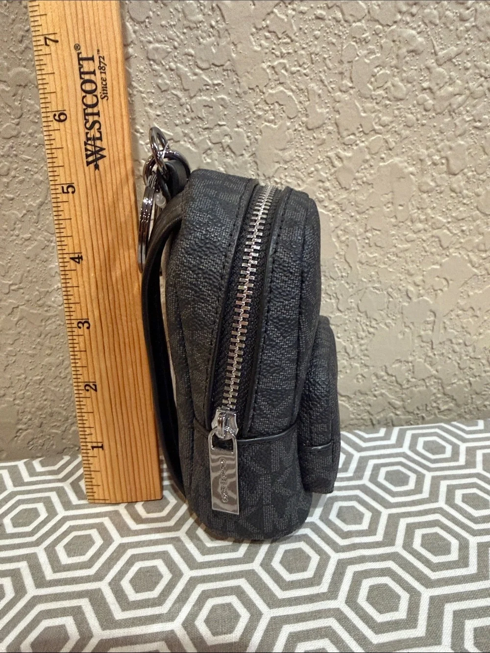 Michael Kors Men's Gray Signature Mini Backpack Key Charm